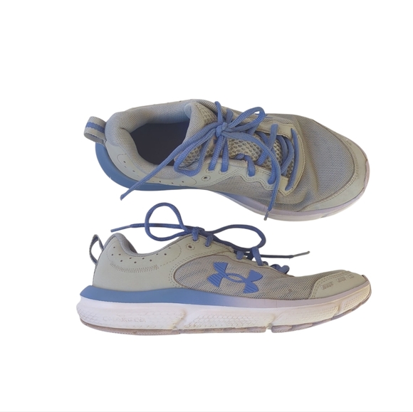 Under Armour Assert 10 Grade School Running Sneaker 6Y Gray Blue Purple Lace Up - Picture 1 of 16